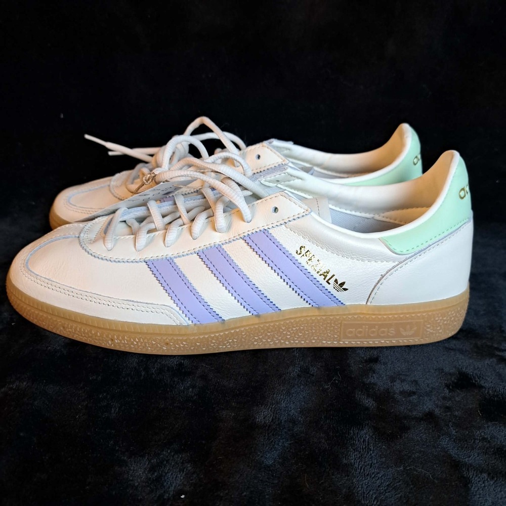 Adidas Handball Spezial Mens Casual Off White/Violet Purple/Gum IH2460 Size 10